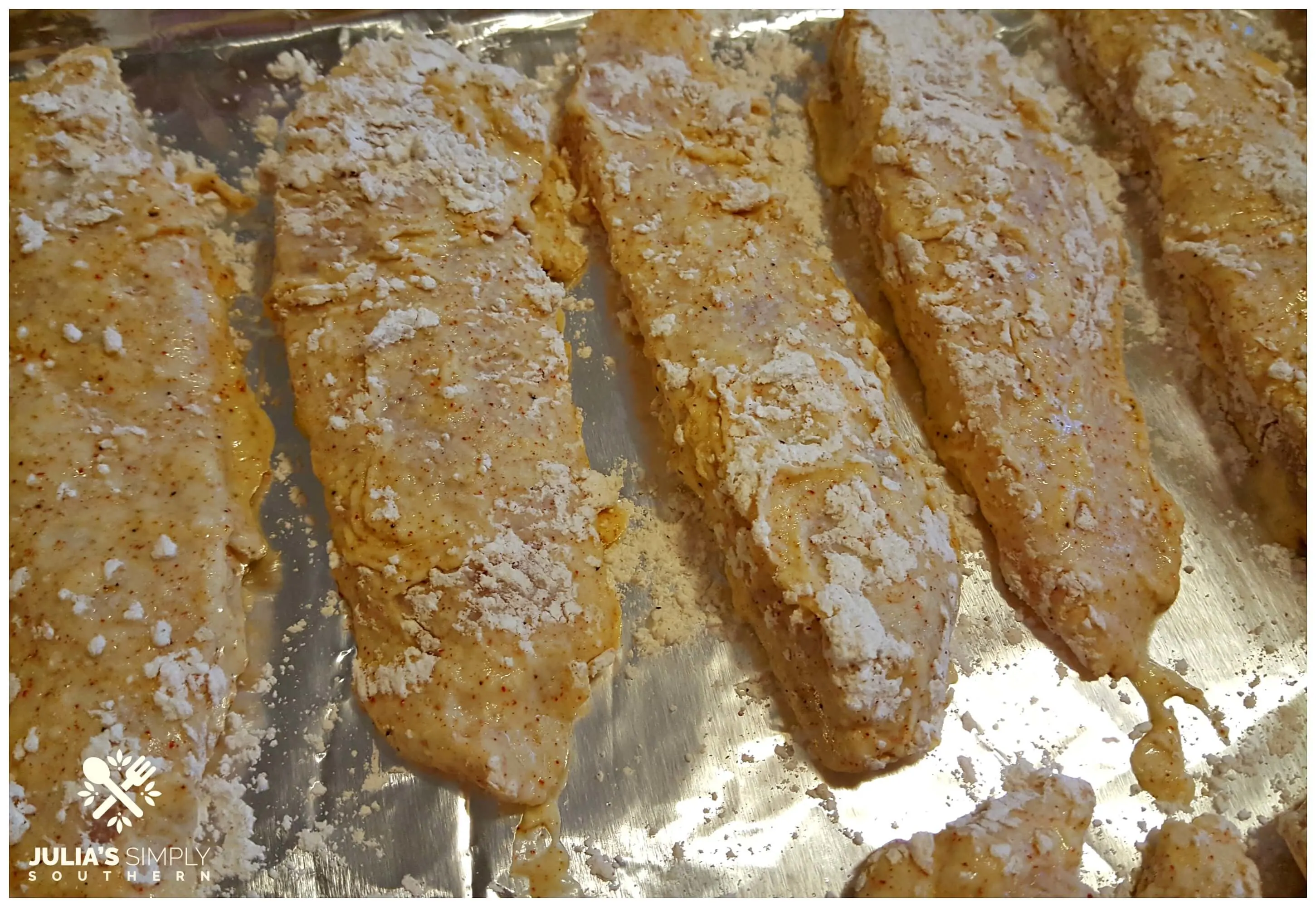 Breading chicken breast tenders for frying