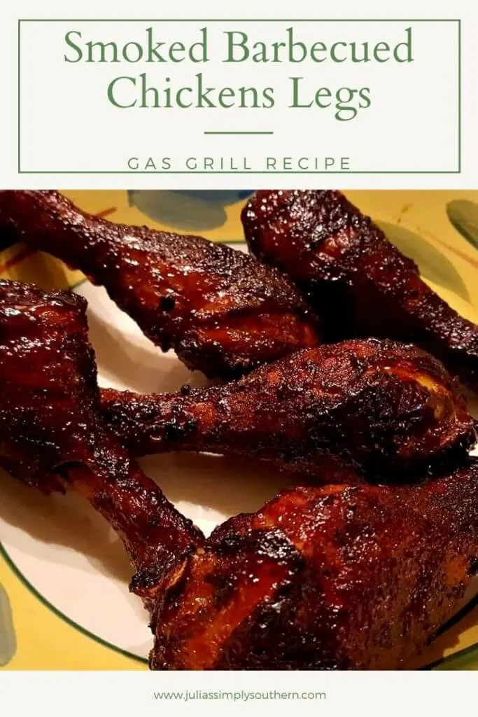 smoked barbecue chicken legs - on the grill in a serving bowl