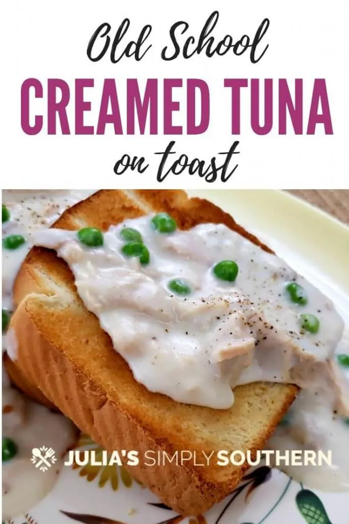 Old fashioned creamed tuna on toast recipe. An easy budget friendly meal.