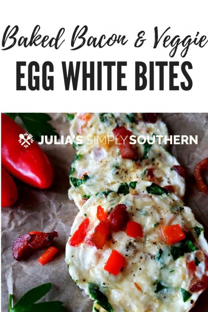 Easy Baked Egg White Bites (Starbucks copycat recipe) - this quick and easy breakfast cooks up in just 10 minutes and is packed with nutrition. Great for on the go breakfast too. #eggwhitebites #healthybreakfast #lowcarb #SouthernFood #lowfat