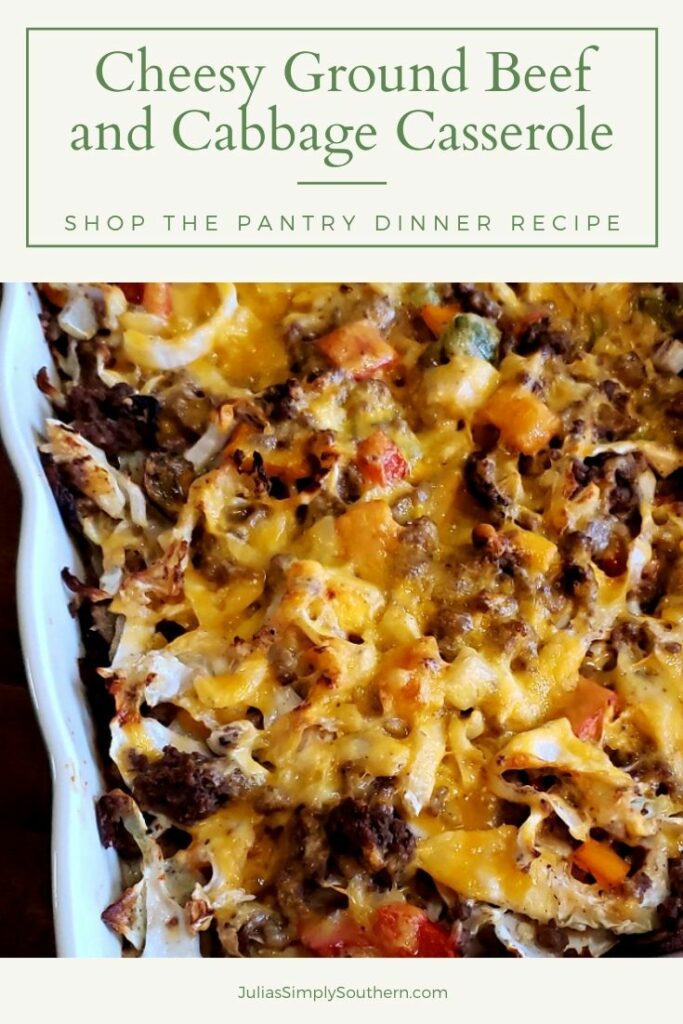 ground beef and cabbage casserole - Pin graphic