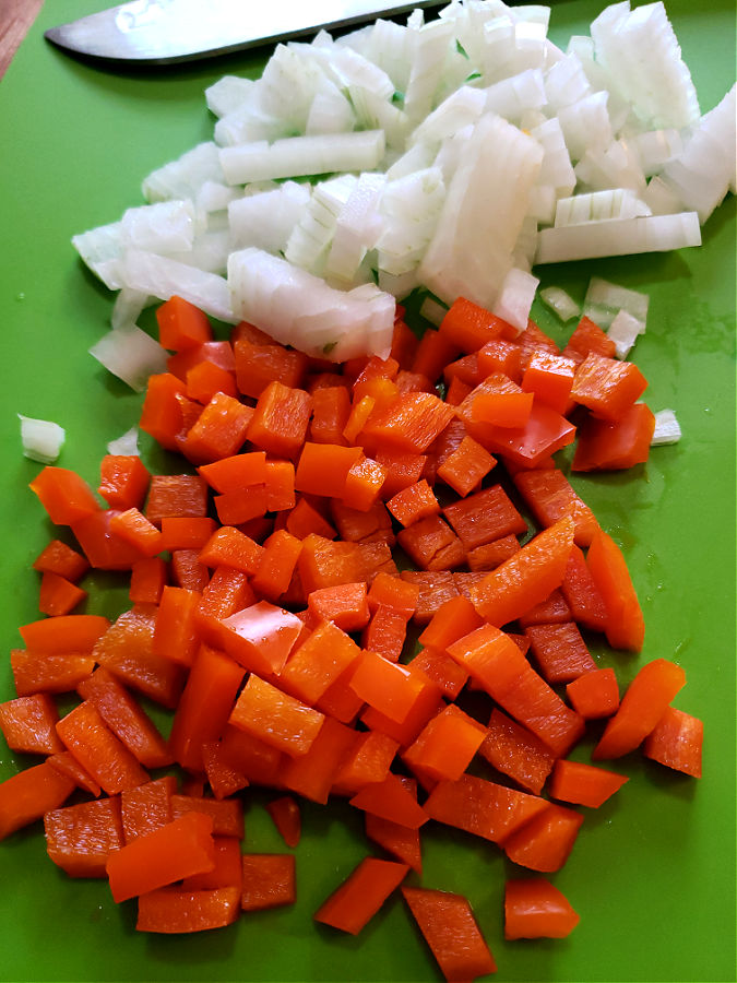 Chopped Vegetables on a cutting mat