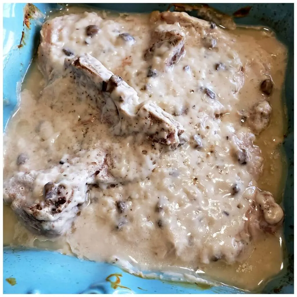 Baked Cream of Mushroom bone in pork chops