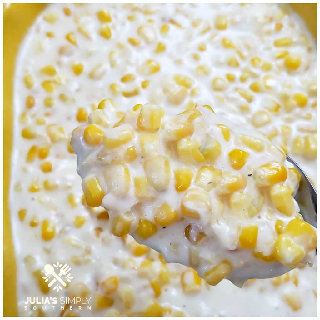 Casserole dish with super creamy creamed sweet corn
