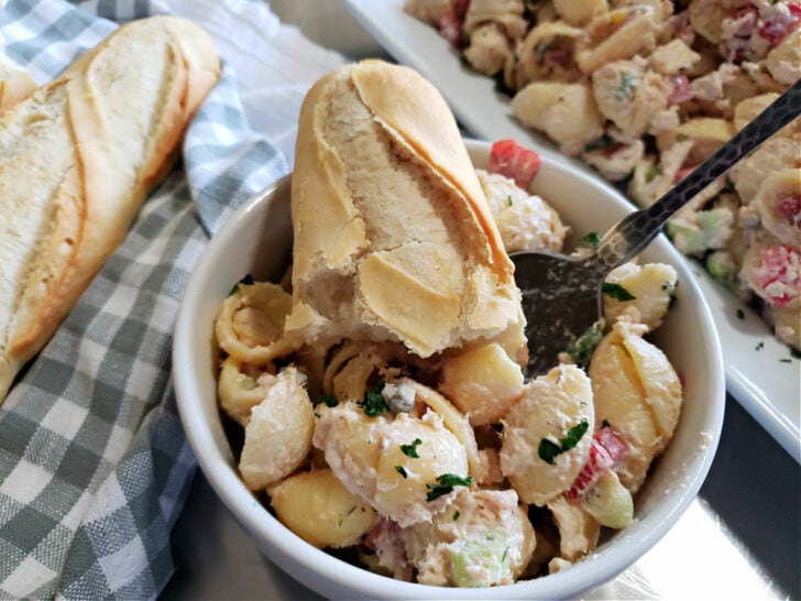 Easy Creamy Salmon Pasta Salad Recipe - Julias Simply Southern