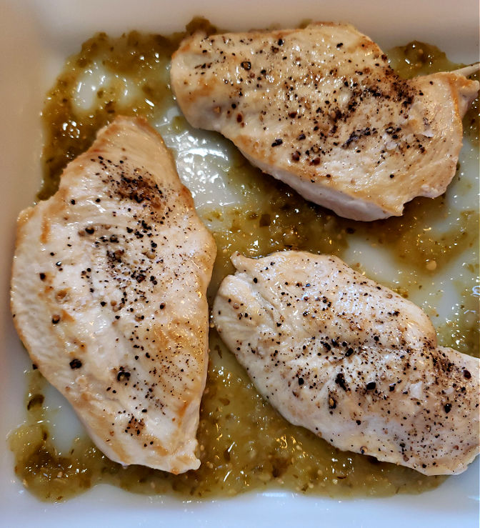 Easy baked chicken meal using Salsa Verde