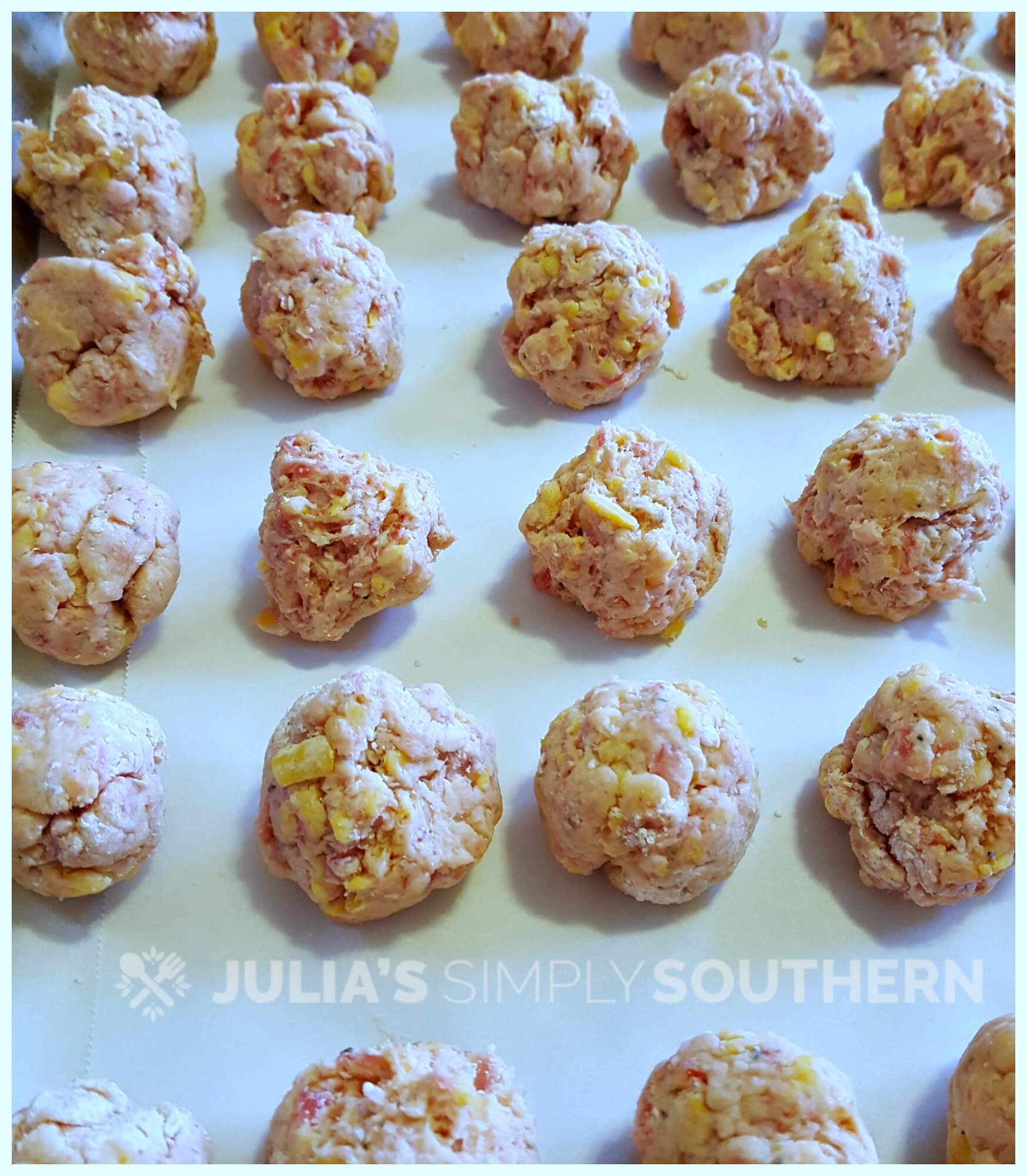Sausage Balls Recipe - also called Hot Sausage Puffs - ready for the oven
