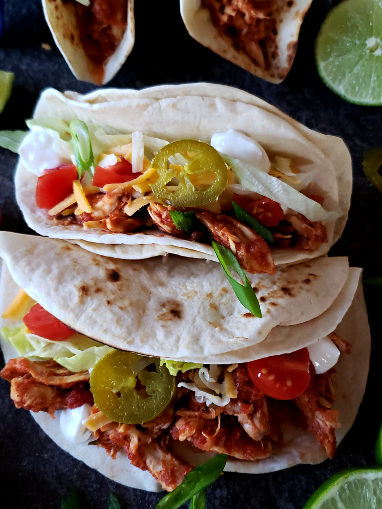 Shredded Mexican Chicken Soft Tacos