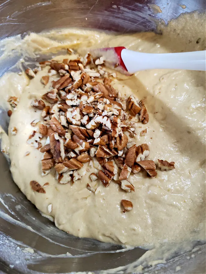 quick bread batter with pecans