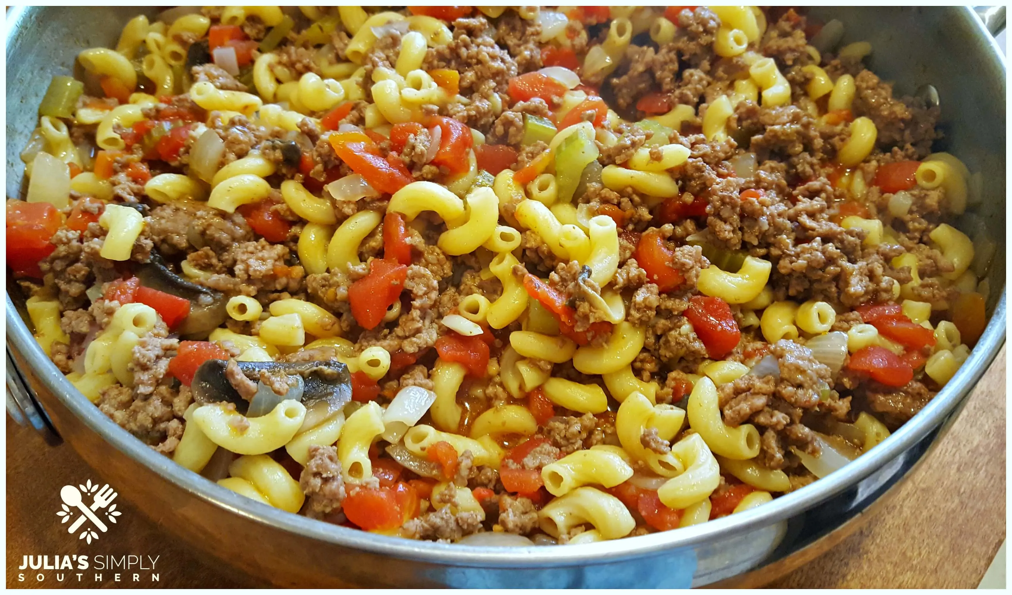 Stainless Steel Skillet with Southern Goulash Recipe