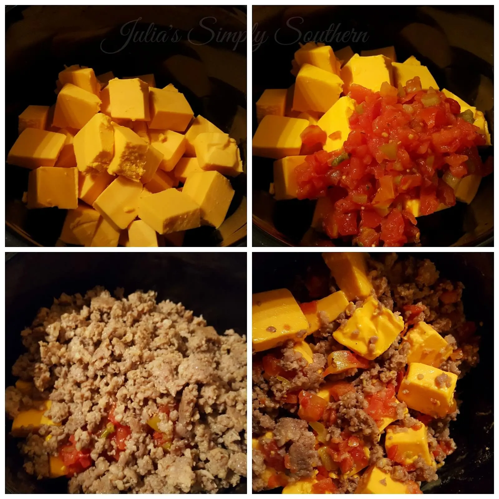How to make Sausage queso dip with Rotel in the slow cooker