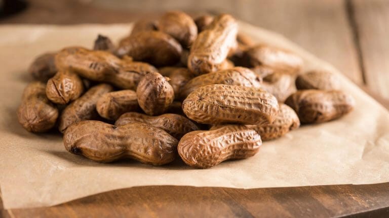 Southern boiled peanuts on a sheet of parchment