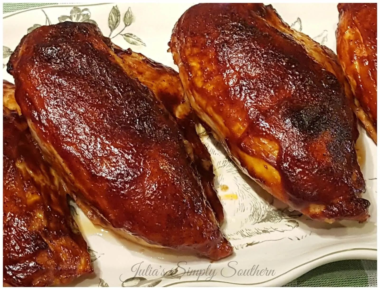 Southern Baked Barbecue Chicken Breast on a serving platter