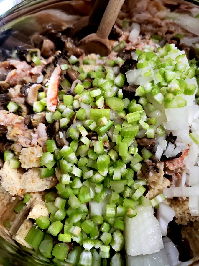 Southern dressing ingredients in a large bowl