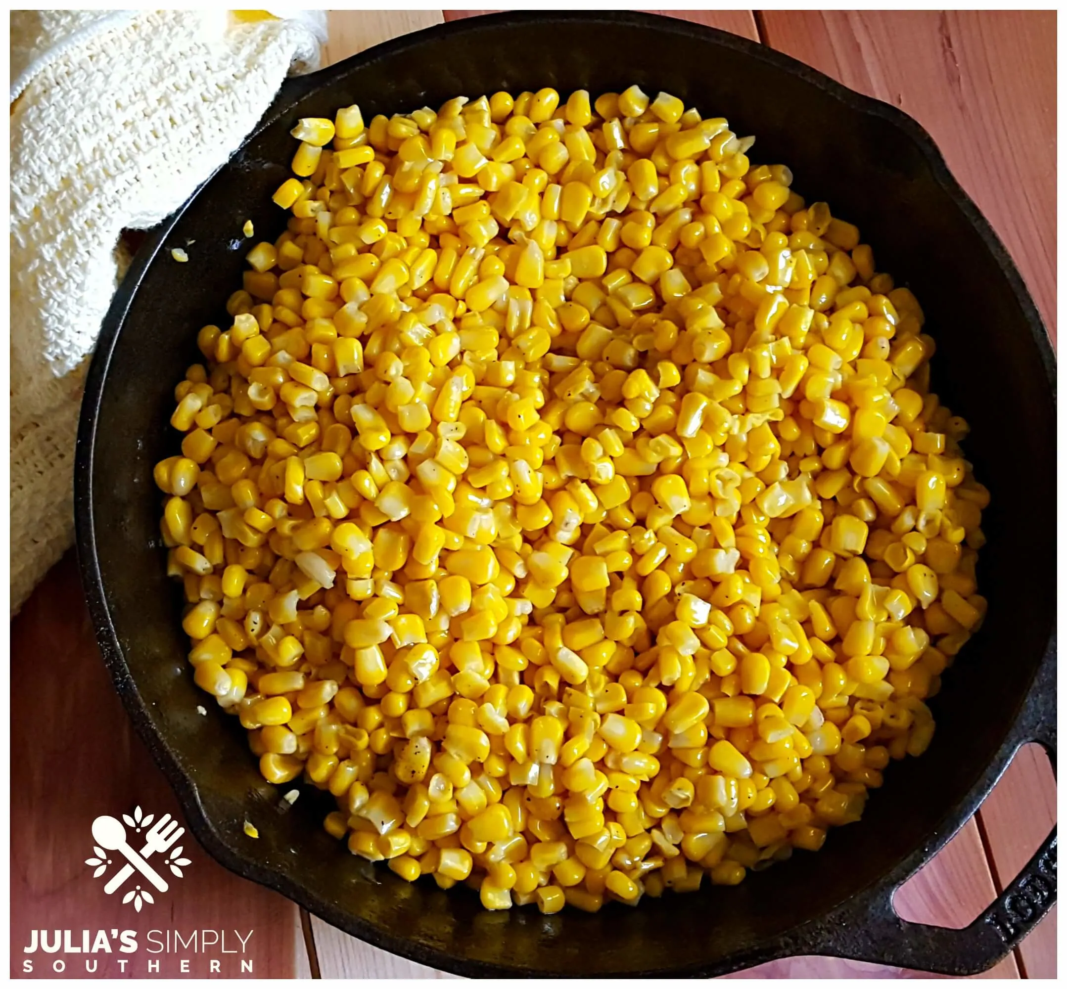 Southern fried corn in a cast iron skillet