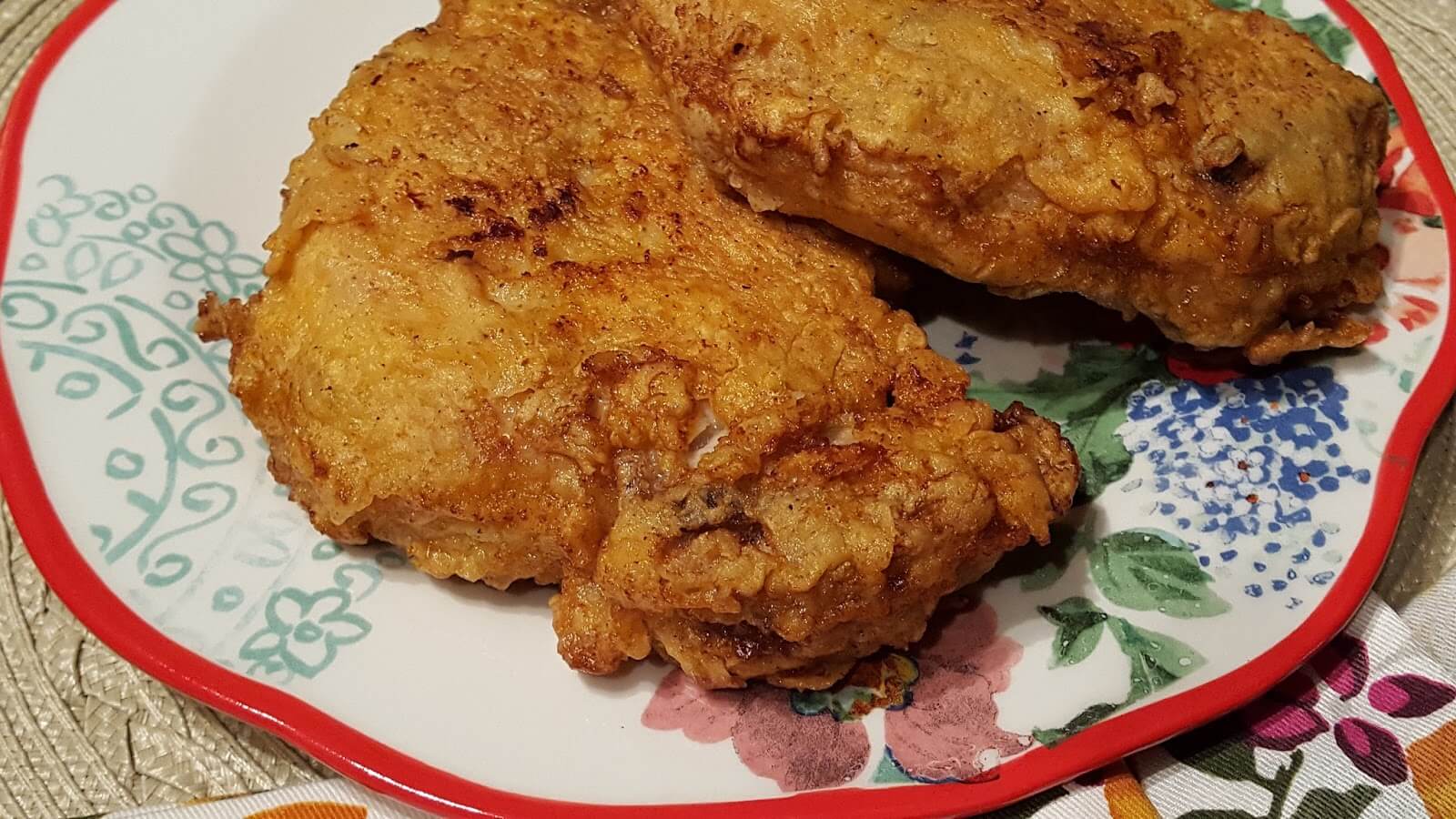 Delicious Southern Fried Pork Chops on a plate