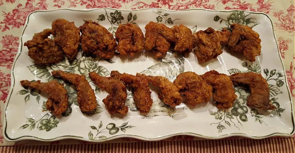 platter with fried game bird