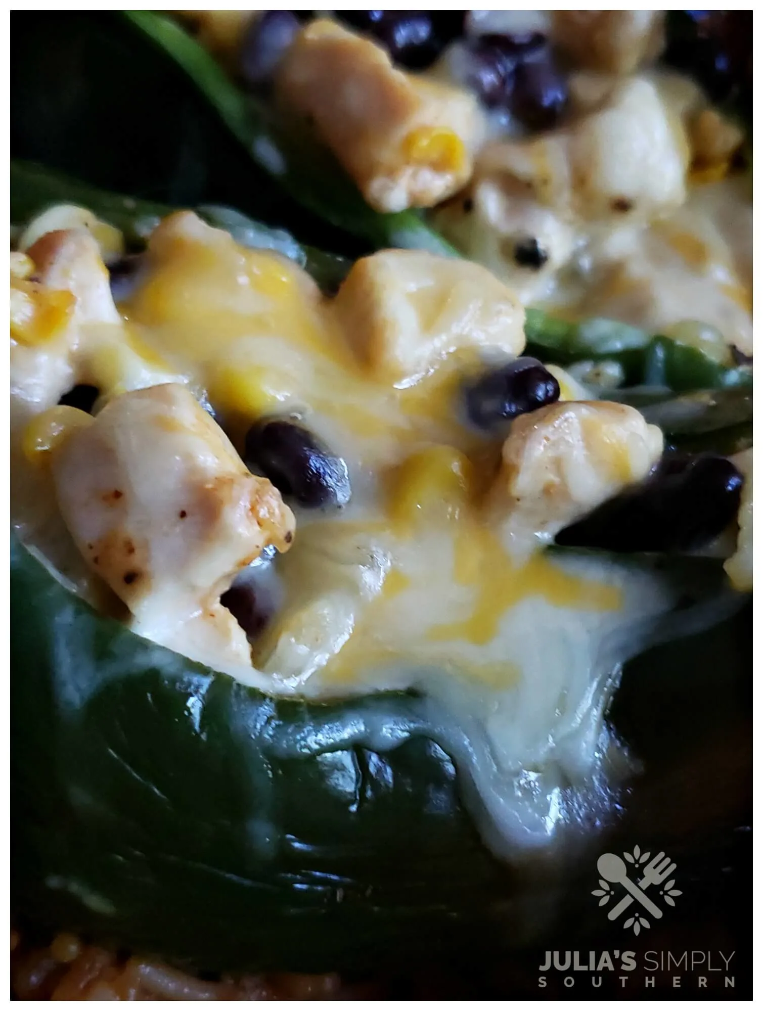 Amazing stuffing for poblano peppers with chicken and cheese. Awesome budget friendly family meals. 