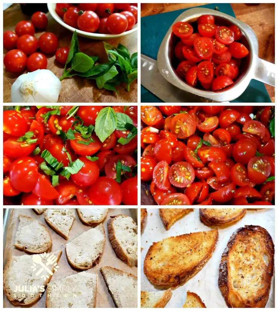 Steps for preparing bruschetta 