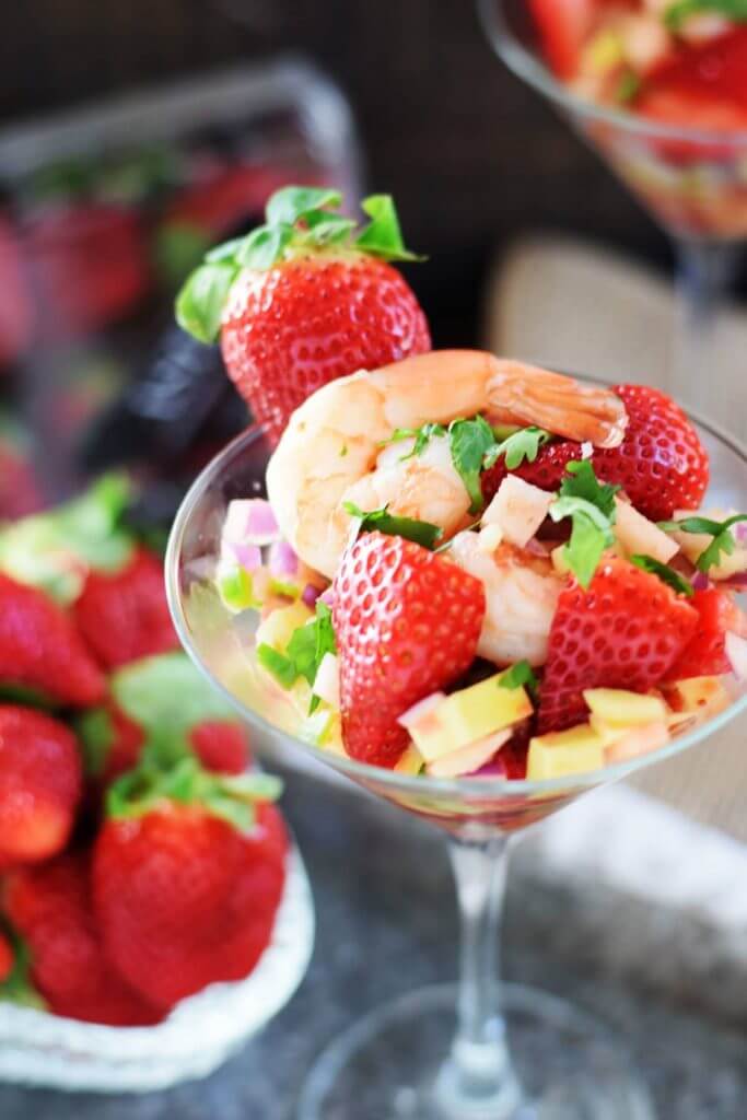 Soulfully Made Strawberry Shrimp Ceviche Cocktail