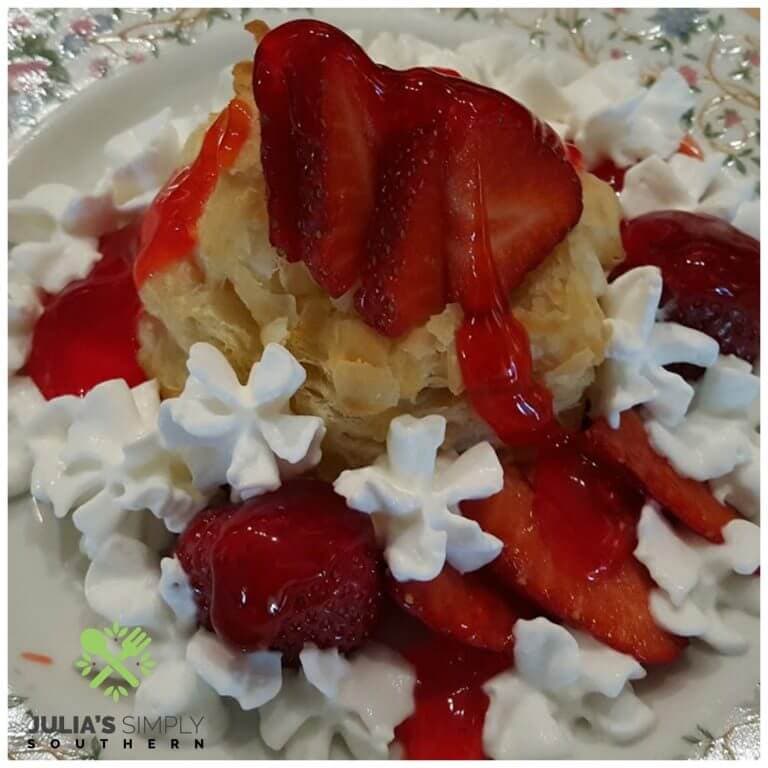 Strawberry Tarts in puff pastry shells