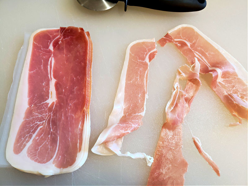 prosciutto on a cutting board