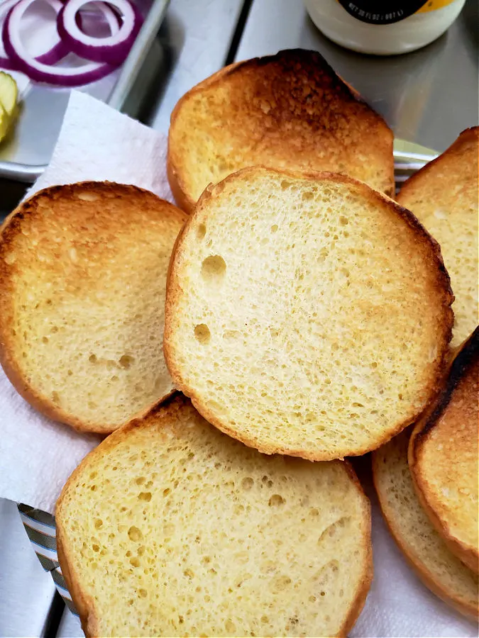 Toasted brioche hamburger buns