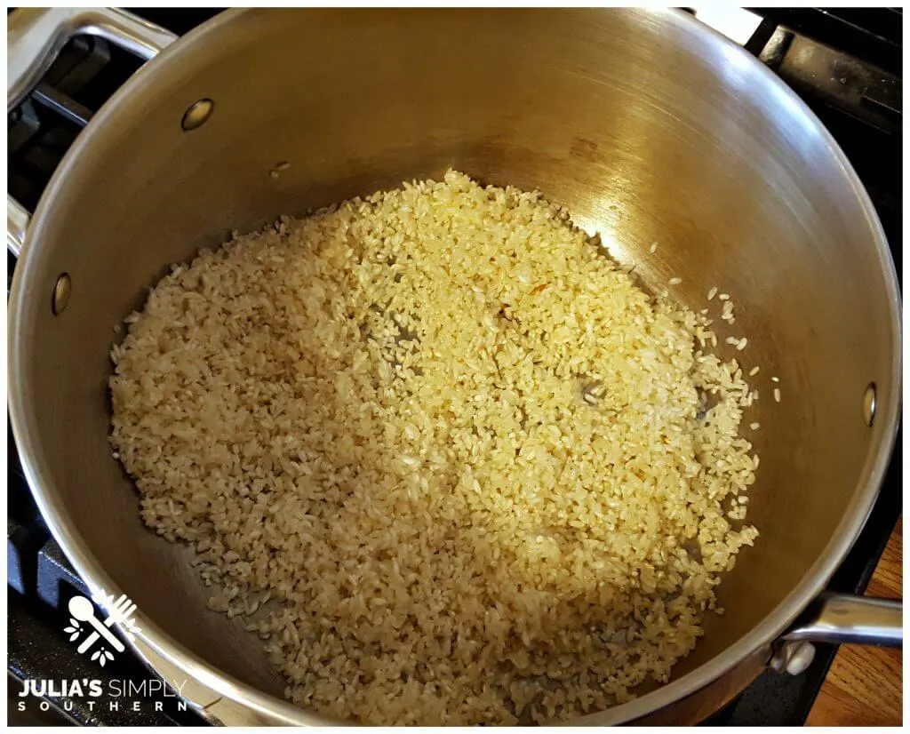 Toasting rice to add flavor