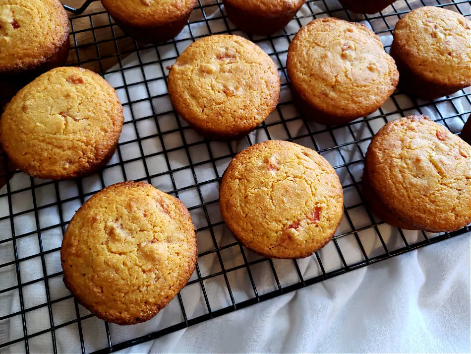 corn muffins on a cooling rack