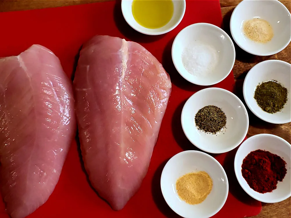 Ingredients for preparing a turkey tenderloin in an air fryer