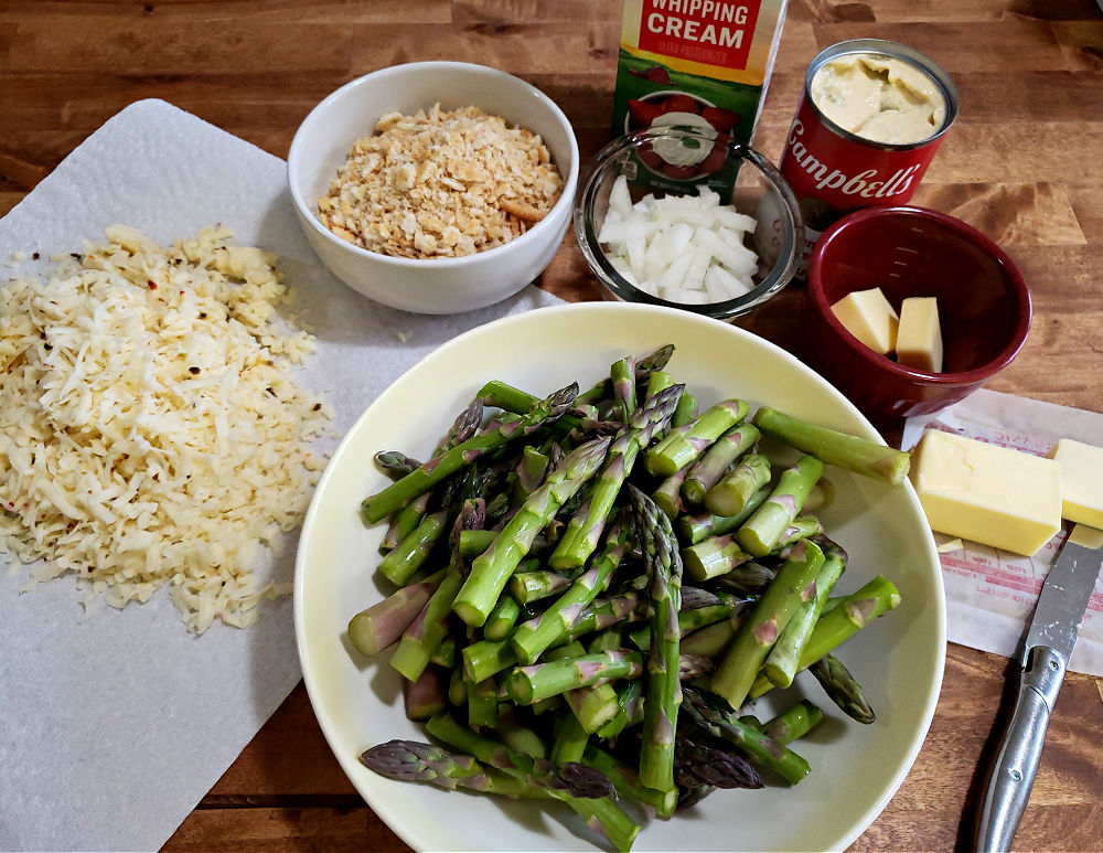 ingredients for preparing an asparagus bake