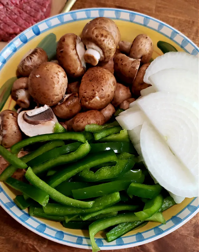 Vegetables for chopped steak