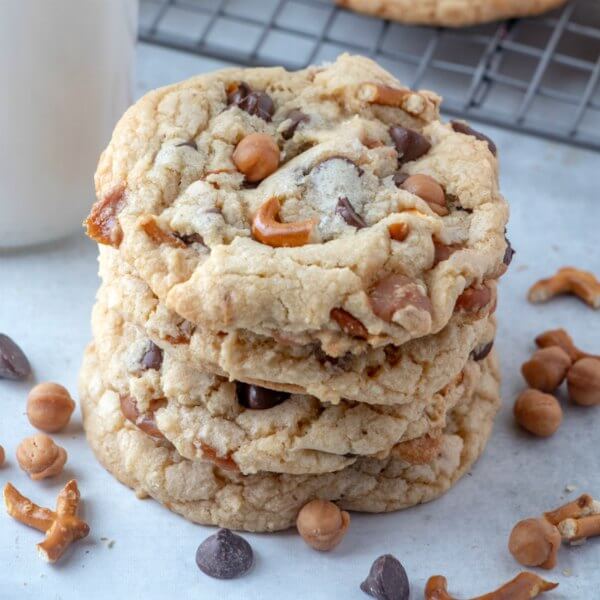 Kitchen Sink Cookies stacked up