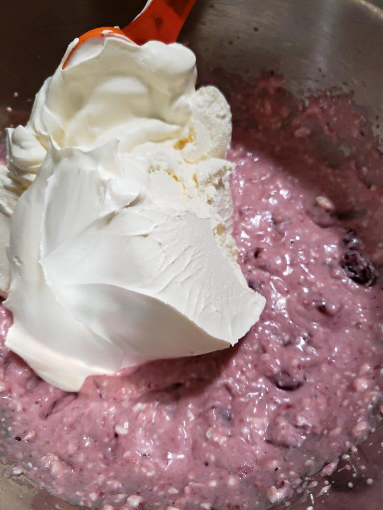 Folding Cool Whip into a no bake pie mixture