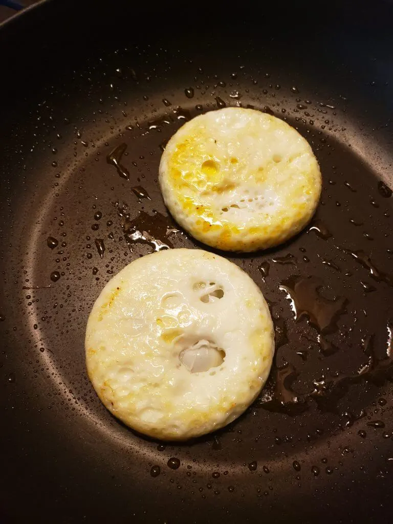 Two eggs in a skillet