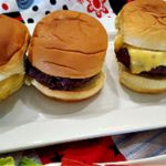 Platter with cheeseburger sliders