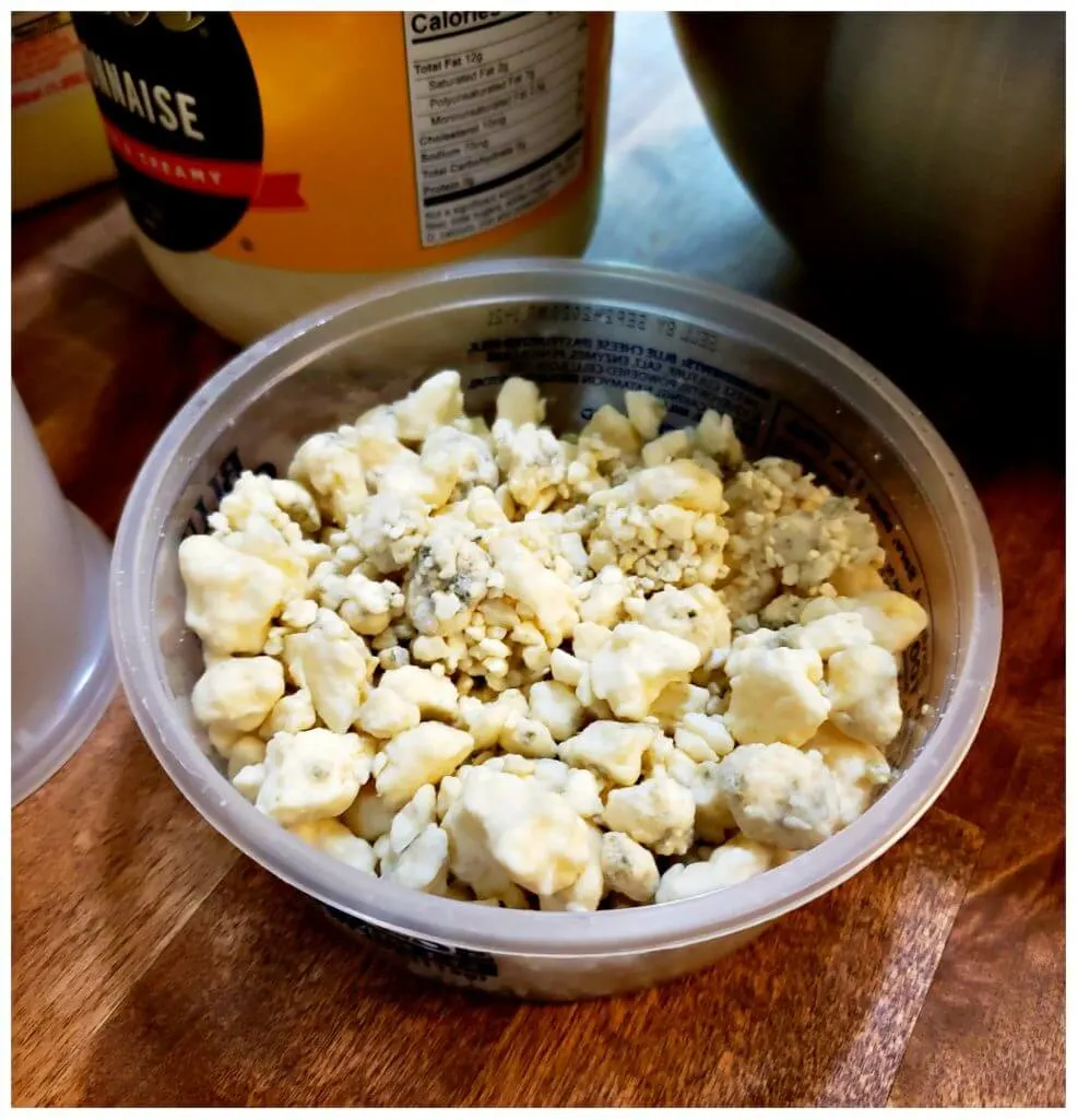 Ingredients to make a homemade blue cheese dressing