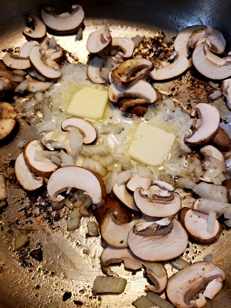 Sautéing mushrooms in butter