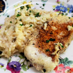 pork chop rice bake on a plate