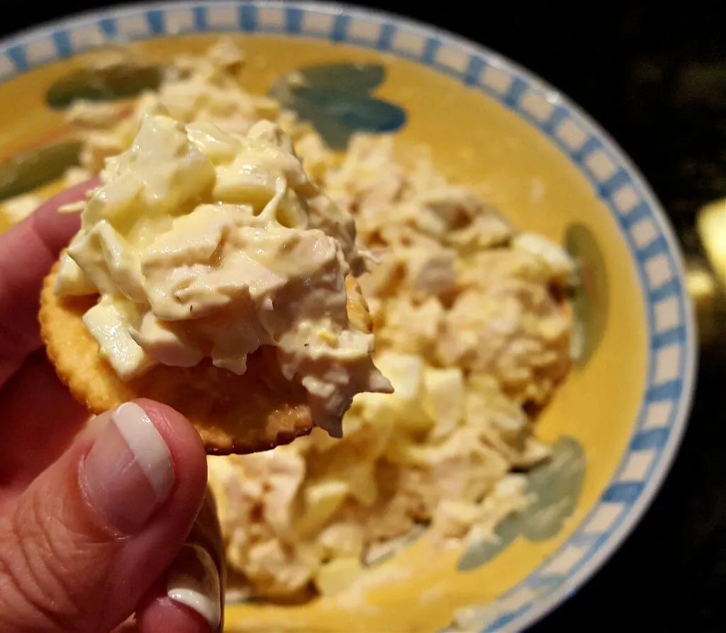 Chicken salad on a cracker