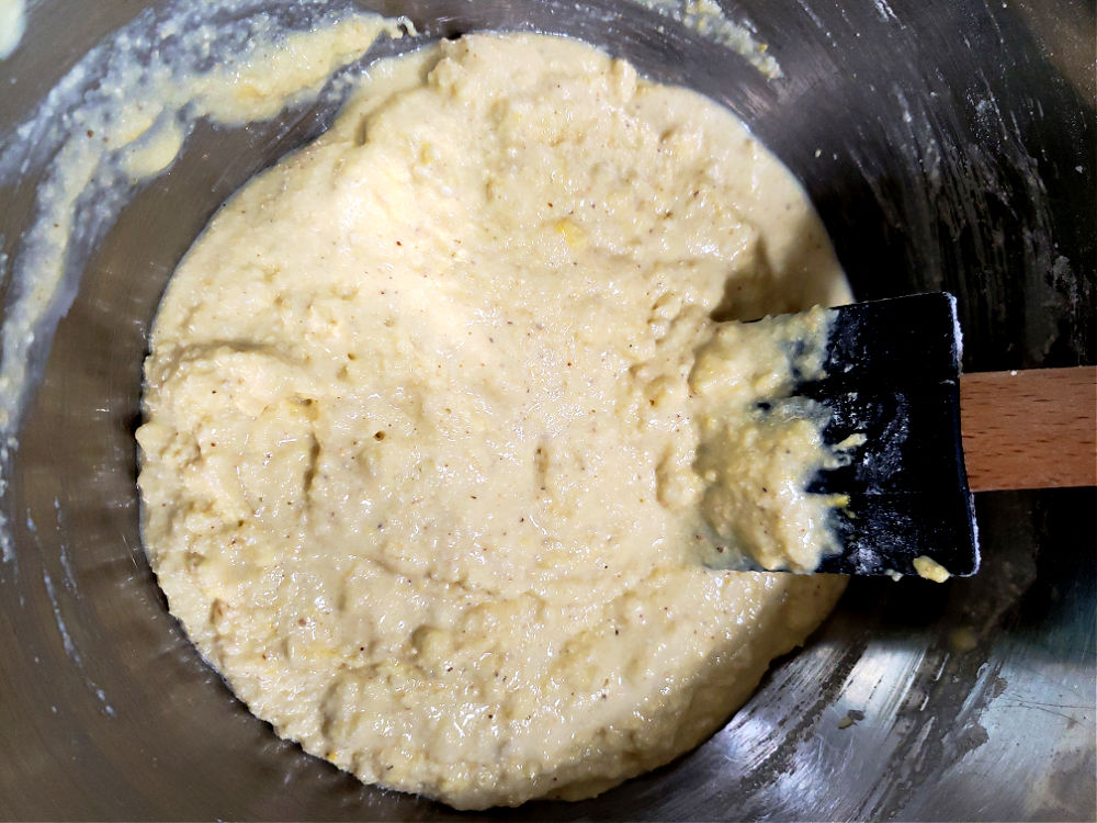 mixing bowl with cornbread batter